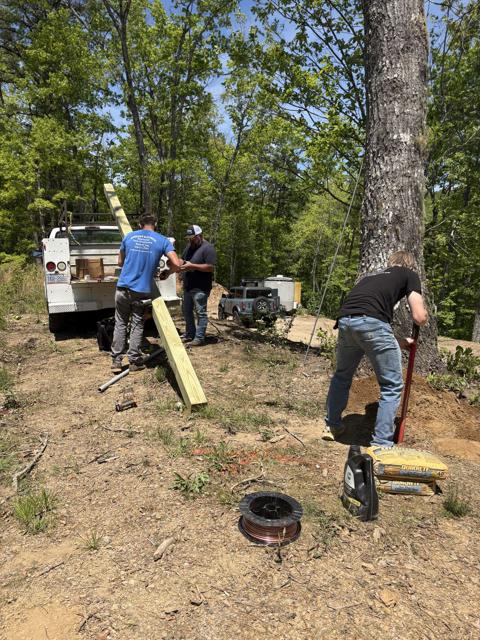 General photo from the Ridgetop Refuge cabin build, April 27, 2026