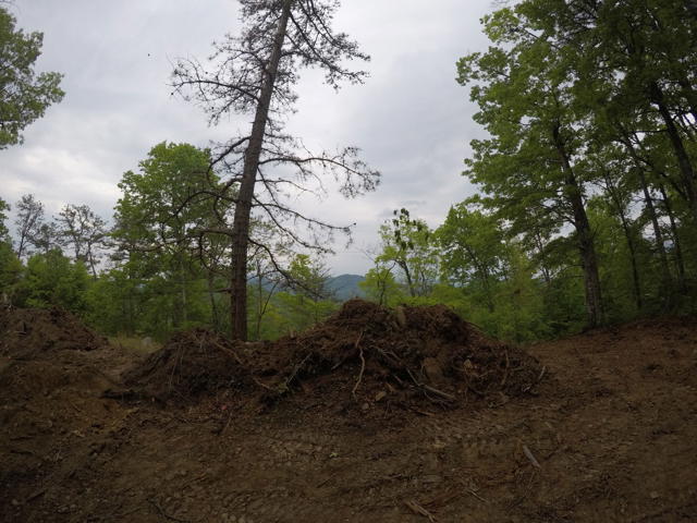 Land Clearing photo from the Ridgetop Refuge cabin build, April 27, 2024