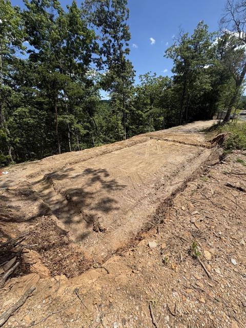 The full foundation footprint laid out along the ridge.