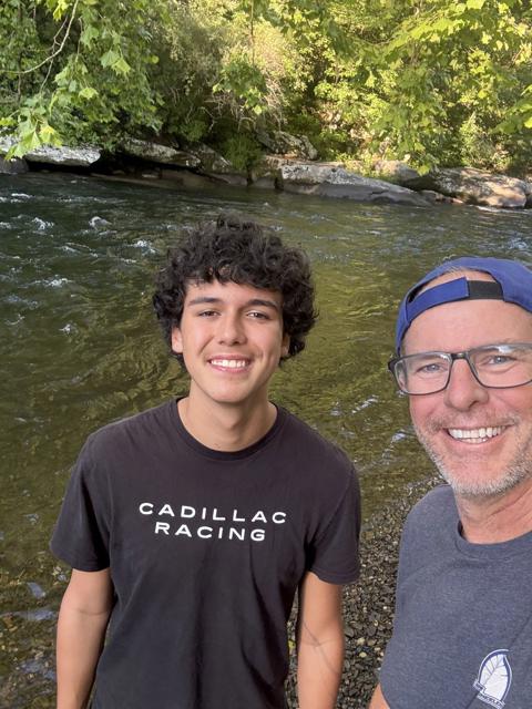 Ty and me on the river. New fly rods and a well-earned break.